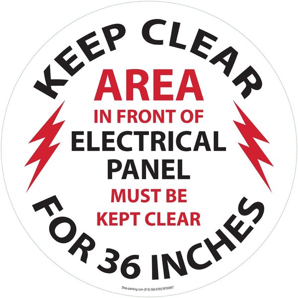 Superior Mark Floor Sign, Rubber, Electrical Panel Keep Clear for 36 inches, 17.5in RFS0857